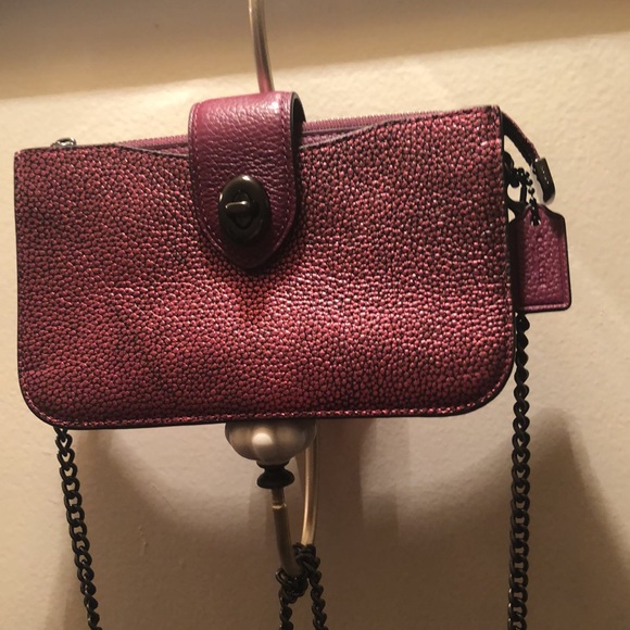 Authentic Coach Metallic Crossbody! Worn once! Gunmetal hardware! - Picture 1 of 11